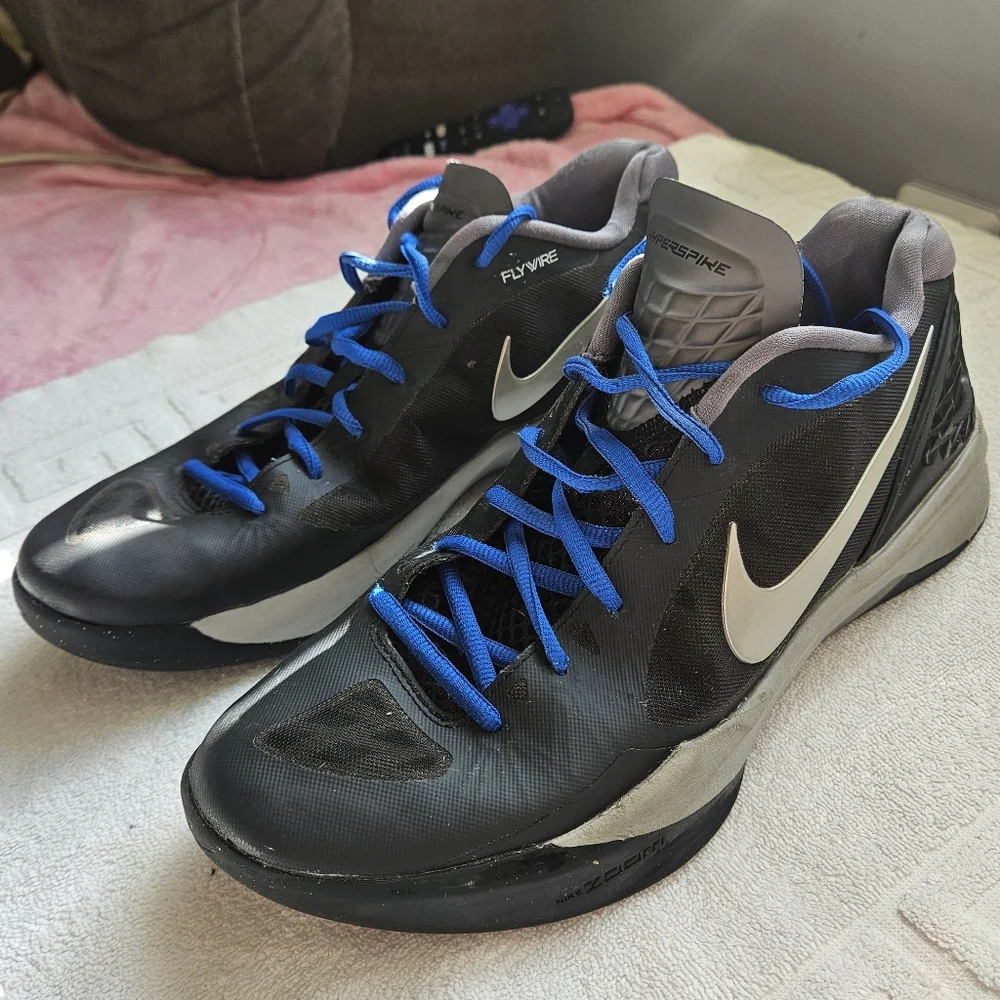 Nike hyperspike flywire athletic shoes Sneakers Womens 11.5 black blue silver - Picture 2 of 10